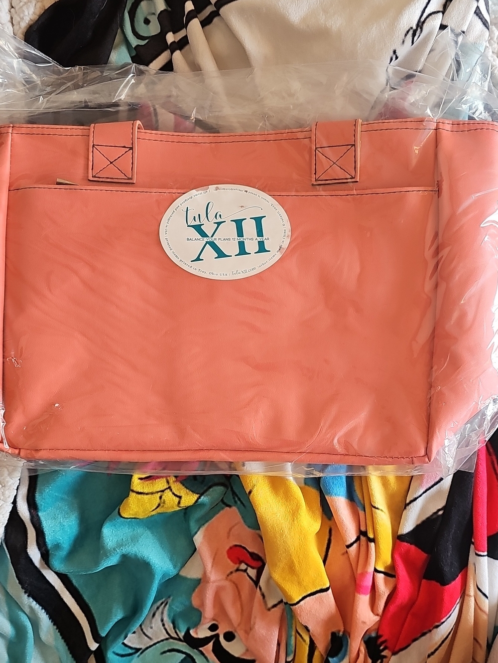 Tula Coral Pink Tote Bag with Front Pocket